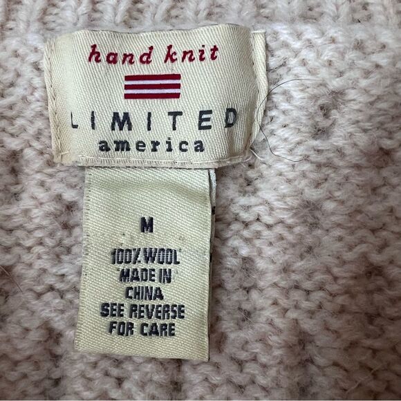 Hand Knit Fisherman Cable Knit Chunky Wool Sweater - Picture 5 of 8